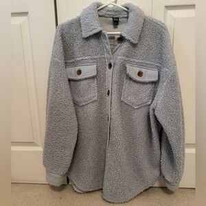 Wild Fable Sherpa Button Down Jacket in Blue